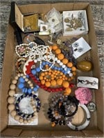 Box of vintage fashion jewelry