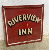 Riverview inn double sided wood sign 38x39