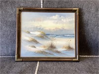 Beach Painting on Canvas Framed R. Wilson