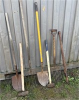 Yard tools. Shovels, pitchforks etc