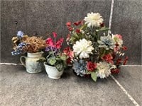 Faux Floral Basket and Planter Bundle