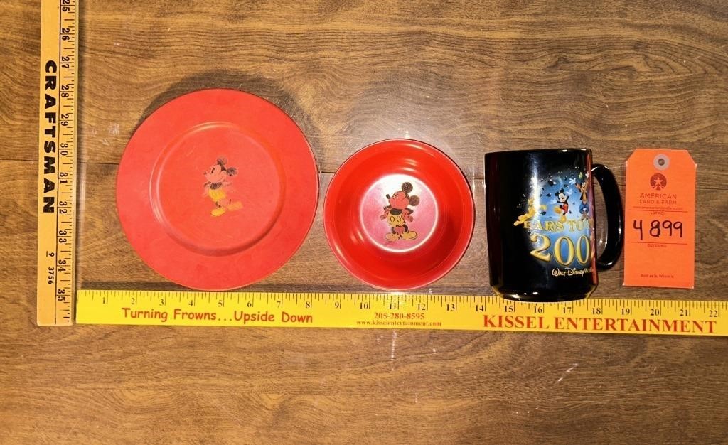 Vintage Disney Plastic Dishes and Mug