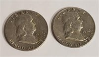 (2) Franklin Half Dollars, 1962 D, 1963 D