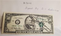1993 $50 Bill Signed By Bill Anderson