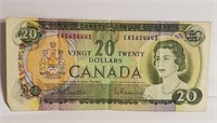 1969 Ottawa Canadian $20 Bill