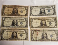 (6) ,1957 $1 Silver Certificates  See Description