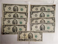 (9) 1976 $2 Bills