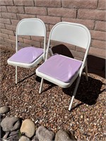 Pair of Folding Metal Alloy Chairs AS IS