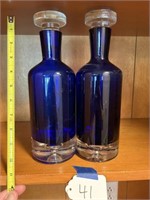 Pair of Blue Decanters
