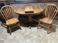 Oak Dining Room Table & 2-Chairs, 1-Extension,