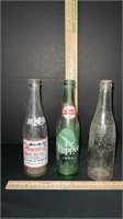 3 Vintage 12 oz Bottles