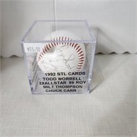 Signed Baseball in Case - 1992 St. Louis