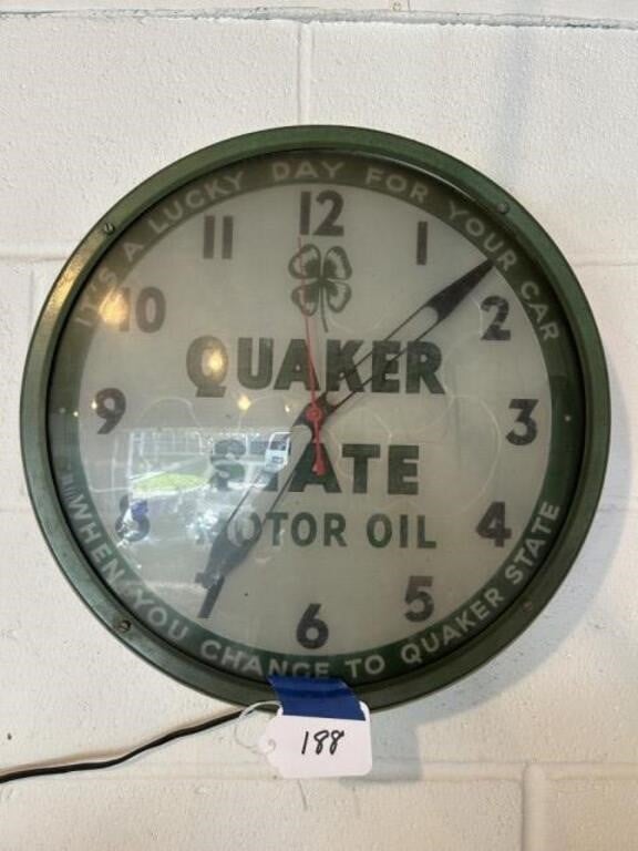 Vintage Quaker State Motor Oil Clock, Clock Works