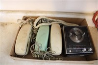 Lot of Vintage Phones and Clock Radio