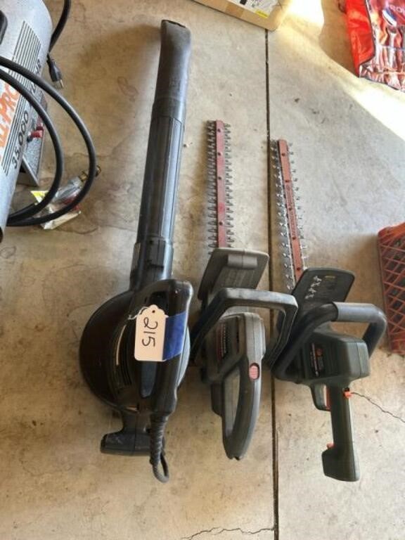 Electric Blower & 2-Electric Hedge Trimmers