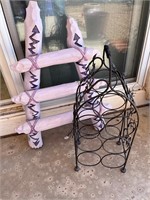 Metal Wine Rack + Purple Decorative Ladder