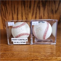 Signed Baseballs Vinny Castila and Mike Hampton