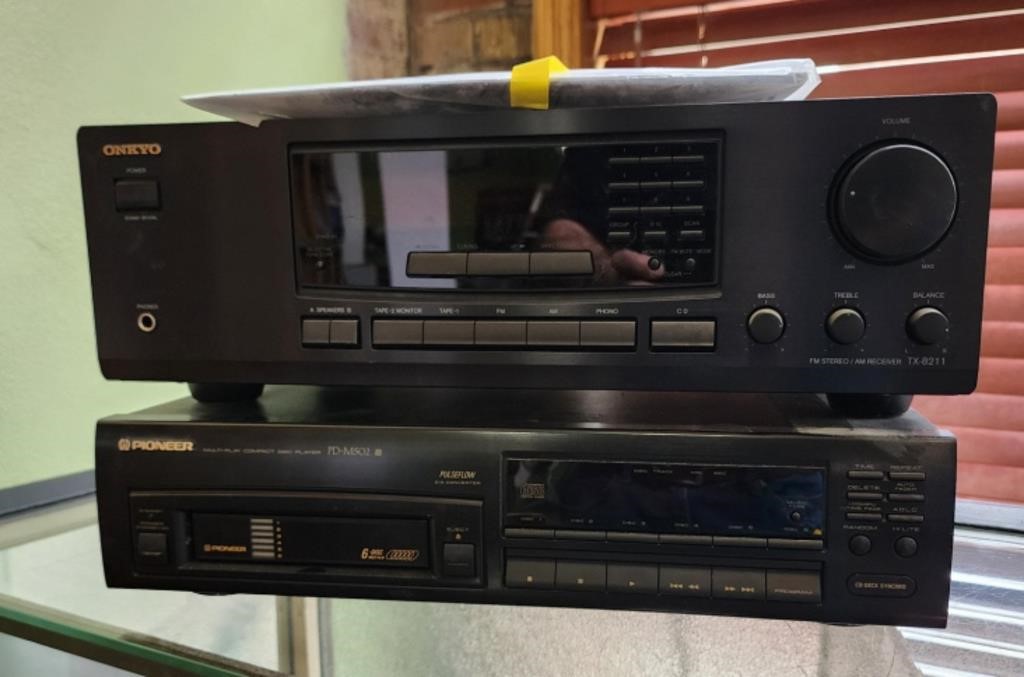Onkyo FM Stereo AM Reciever and Pioneer 6 Disc CD