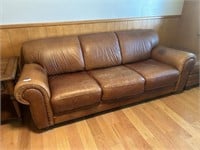 92" Leather Sofa with Ottoman