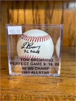 Signed Baseball-Tom Browning