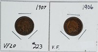 1906 & 1907  Indian Head Cents   VF