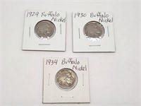 1929, 1930, 1934 US Buffalo Nickles