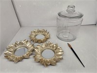 Flower Mirrors, Glass Jar & Ink Pen