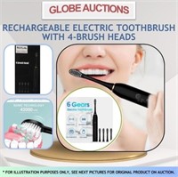 RECHARGEABLE ELECTRIC TOOTHBRUSH W/ 4-BRUSH HEADS
