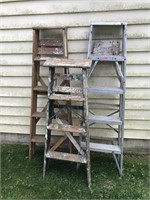 Three Wooden Step Ladders (47"-60"H)