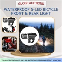 WATERPROOF 5-LED BICYCLE FRONT & REAR LIGHT
