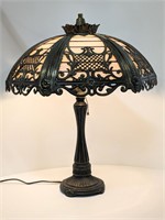 Vintage 6 Panel Slag Glass Victorian Design Lamp