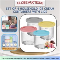 SET OF 4 HOUSEHOLD ICE CREAM CONTAINERS W/ LIDS