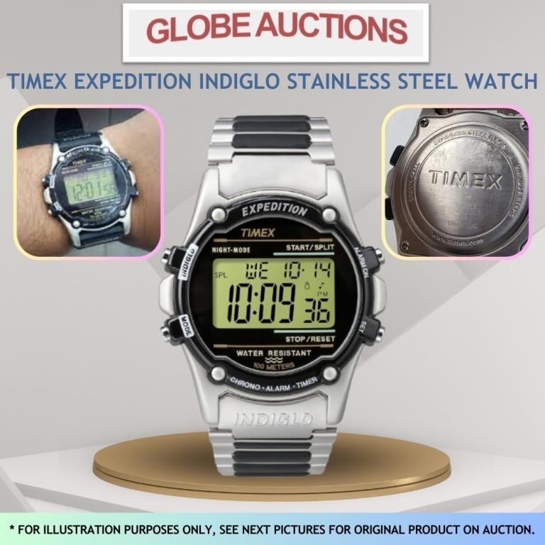 TIMEX EXPEDITION INDIGLO STAINLESS STEEL WATCH