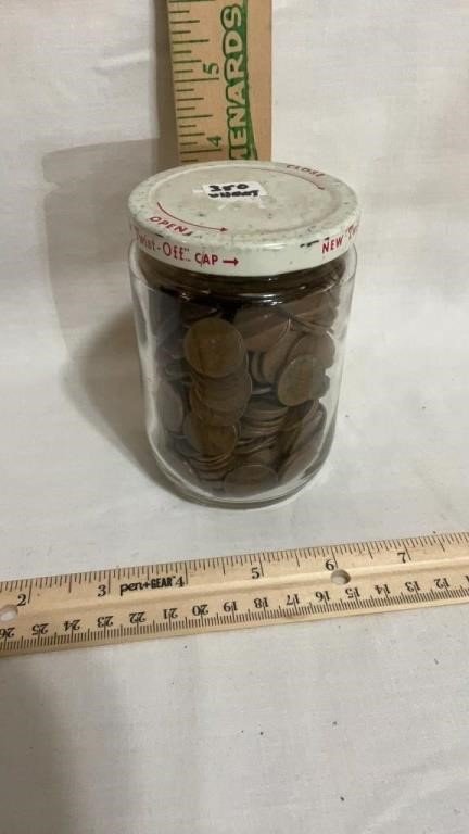 350 Wheat Pennies in a jar
