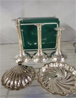 INTER. SILVER GRADUATED CANDLE STANDS, COVERED