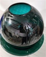 EMERALD GREEN  BALL VASE AND BOWL