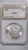 1886 Morgan Silver $1 PCI MS64