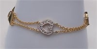 Sterling Gold Tone Diamond Chip Heart Chain