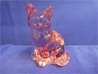 Fenton Pink Glass Cat