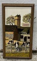 (MC) Framed Canvas Painting Of Country Dairy Cows