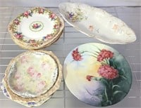 ASSORTED HAND PAINTED SAUCERS, PLATTERS, MISC