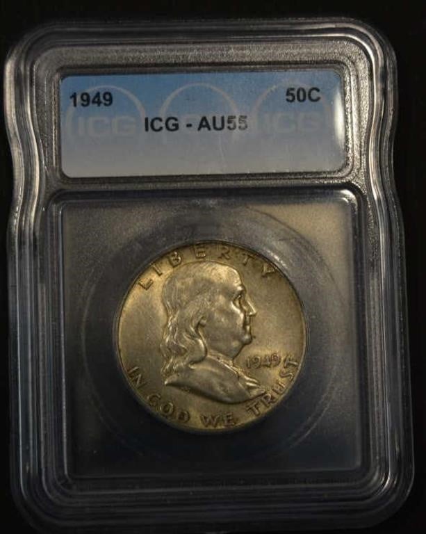 1949 Franklin Half Dollar ICG AU55