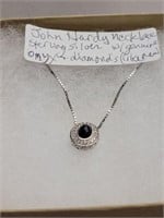 JOHN HARDY NECKLACE STERLING WITH ONYX AND