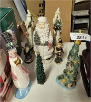 CERAMIC SANTA AND SNOWMEN TREES