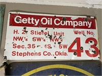 Getty Oil Co lease sign 24Wx12T  SSP