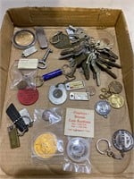 Coins, wooden nickels & keys