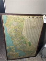Framed road map of California