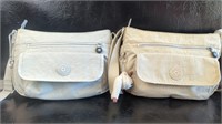 Two Kipling Crossbody Bags in Beige & Gray
