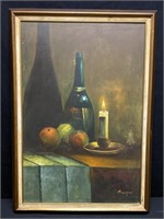 A Lynton Original Painting Still Life Wine &