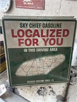 Sky Chief Gasoline map rack sign